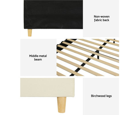 ELLA Bed Frame Velvet Cream Artiss