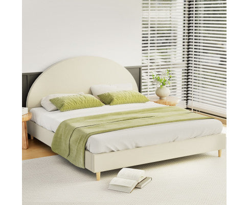 ELLA Bed Frame Velvet Cream Artiss