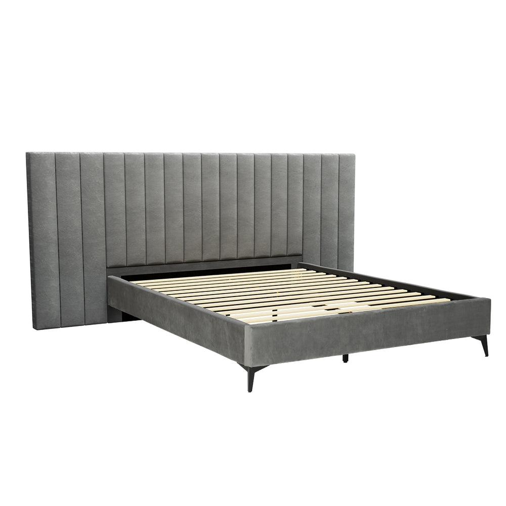 Bed Frame Velvet Grey LOTT Artiss