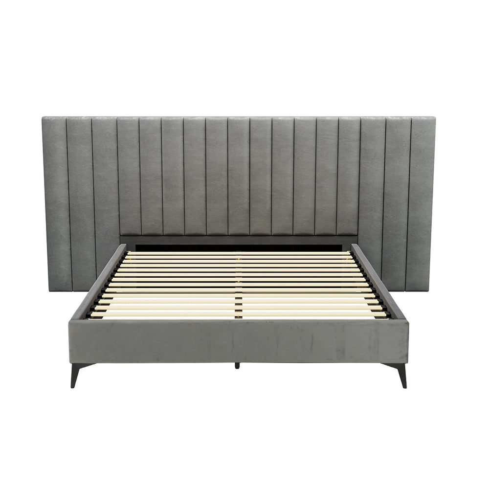 Bed Frame Velvet Grey LOTT Artiss