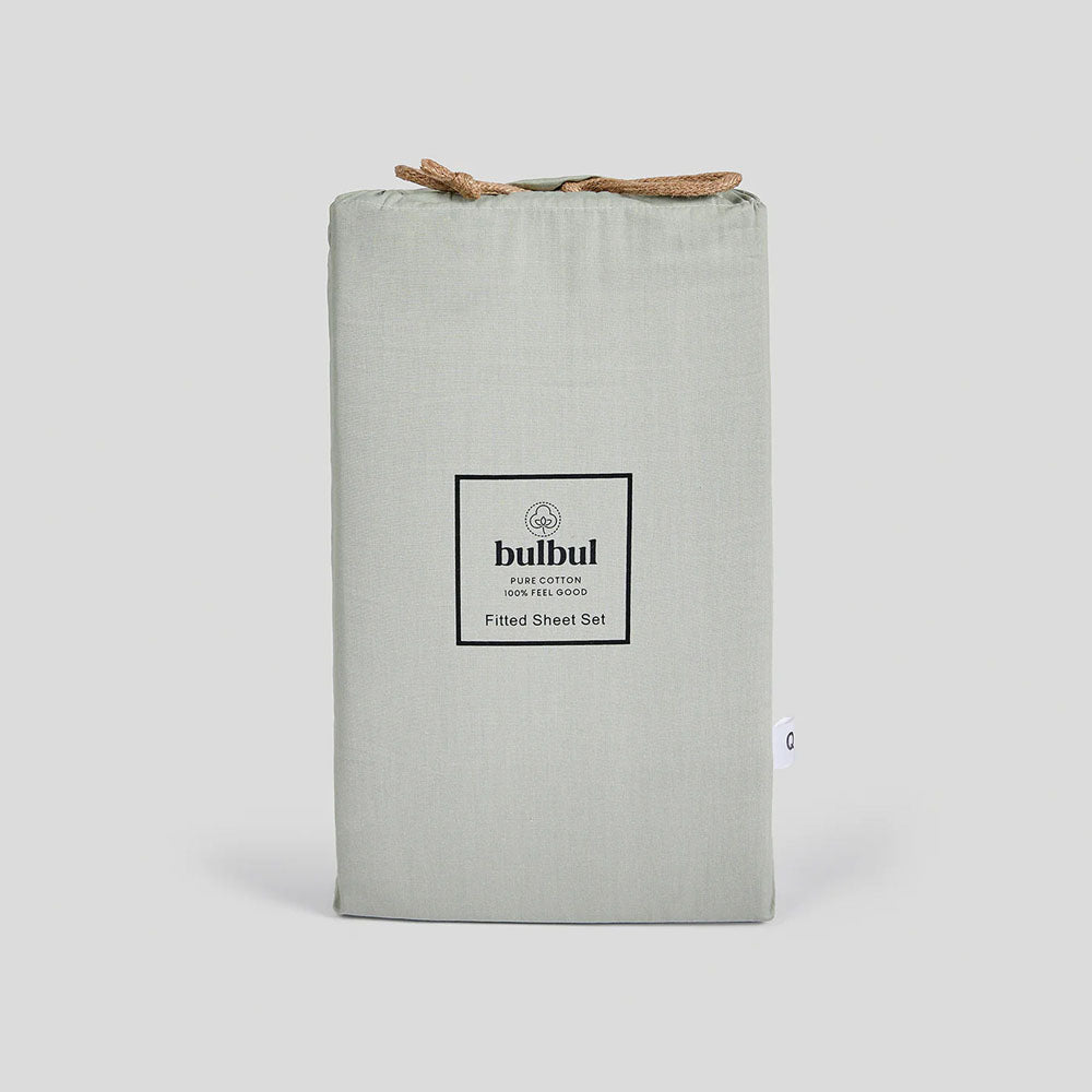 Bambury | Desert Sage Fitted Sheet And Pillowcase Set
