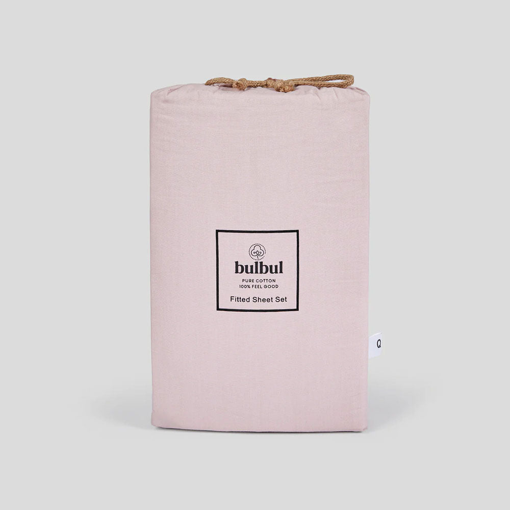 Bambury | Pink Salt Fitted Sheet And Pillowcase Set