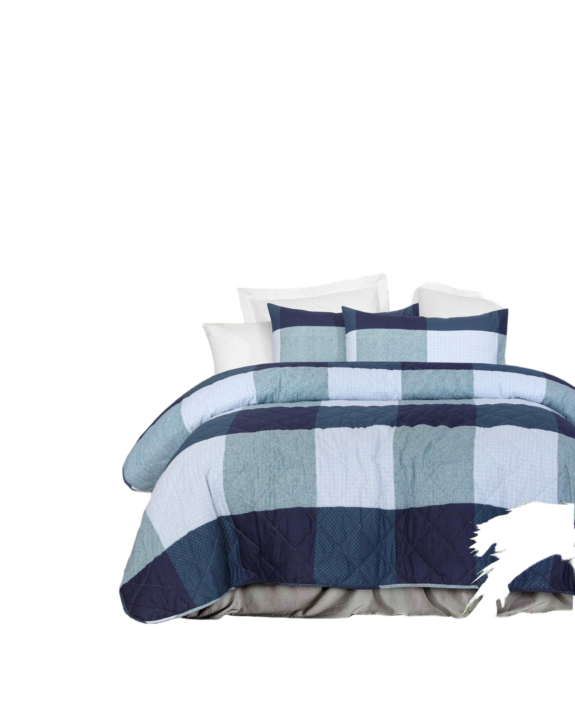 Amsons Pure Cotton Bedspread Set - Blue Box Amsons