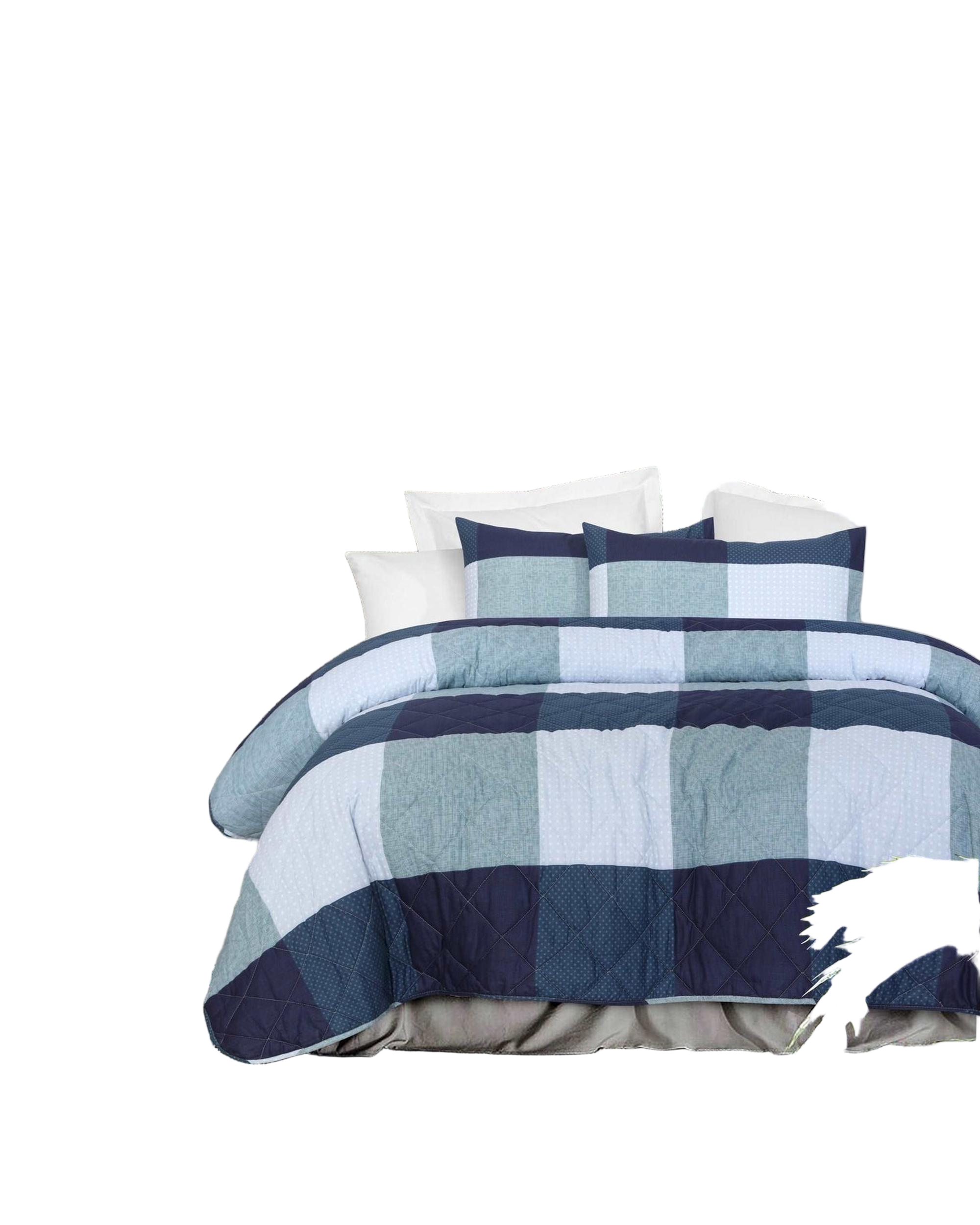 Amsons Pure Cotton Bedspread Set - Blue Box Amsons
