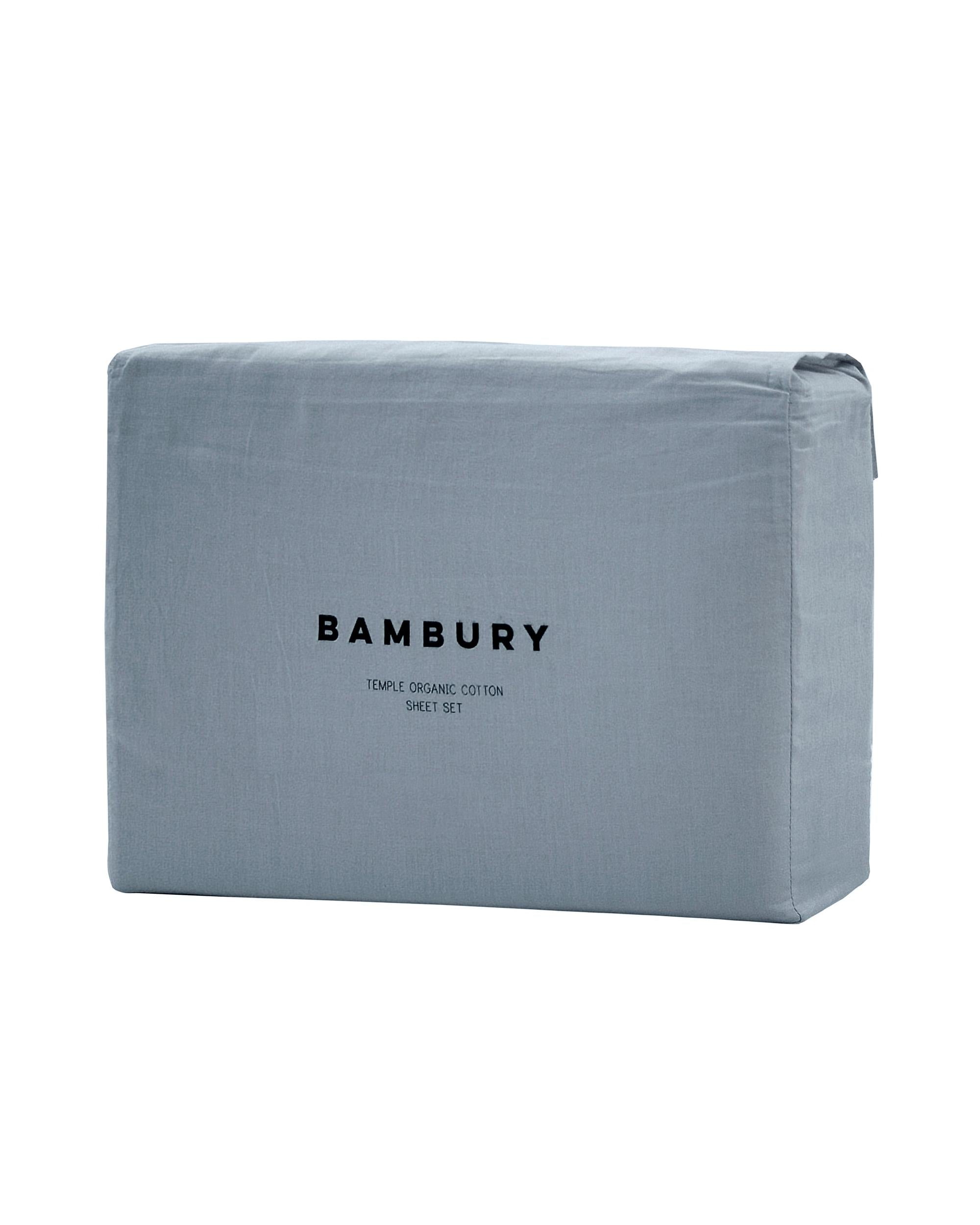 Bambury Temple Organic Sheet Set - Steel Blue Bambury