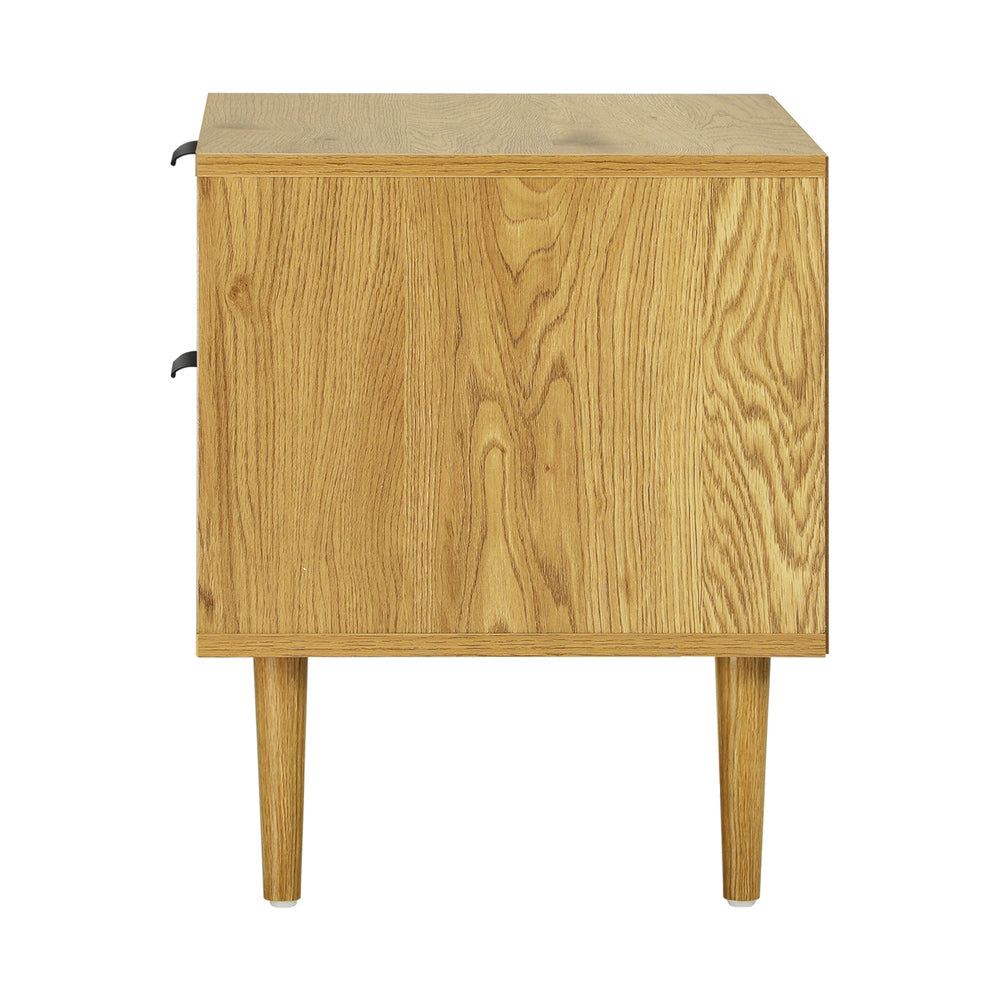 Oikiture Bedside Tables 2 Drawers Nightstand Cabinet Wood And White