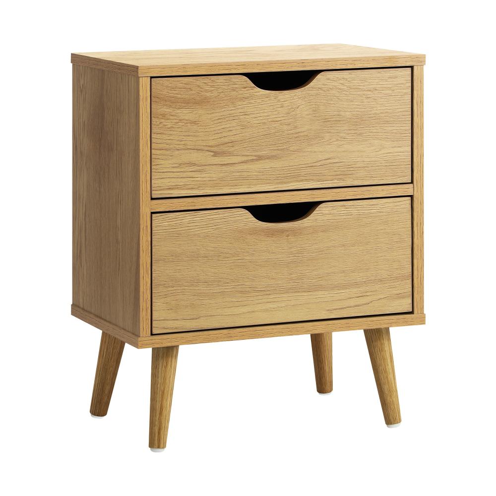 Bedside Tables 2 Drawers Side Table Nightstand Storage Cabinet Wood Oikiture