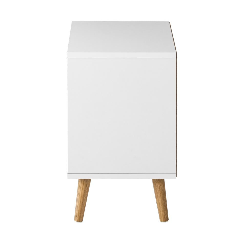 Bedside Table with 2 Drawers, Wooden Side Table Nightstand Storage Cabinet White Oikiture