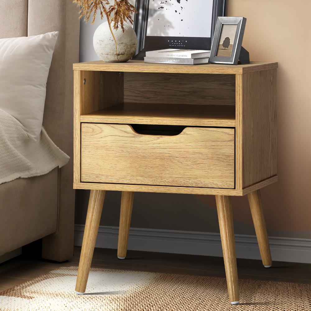 Bedside Table Drawers Side Tables Nightstand Bedroom Cabinet Wood Oikiture