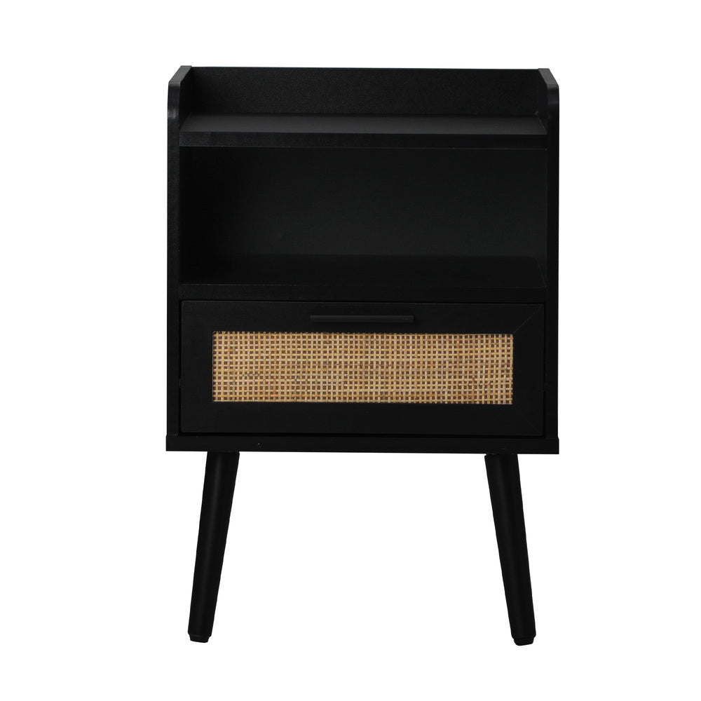 Bedside Table Drawer Side End Table Rattan Oikiture