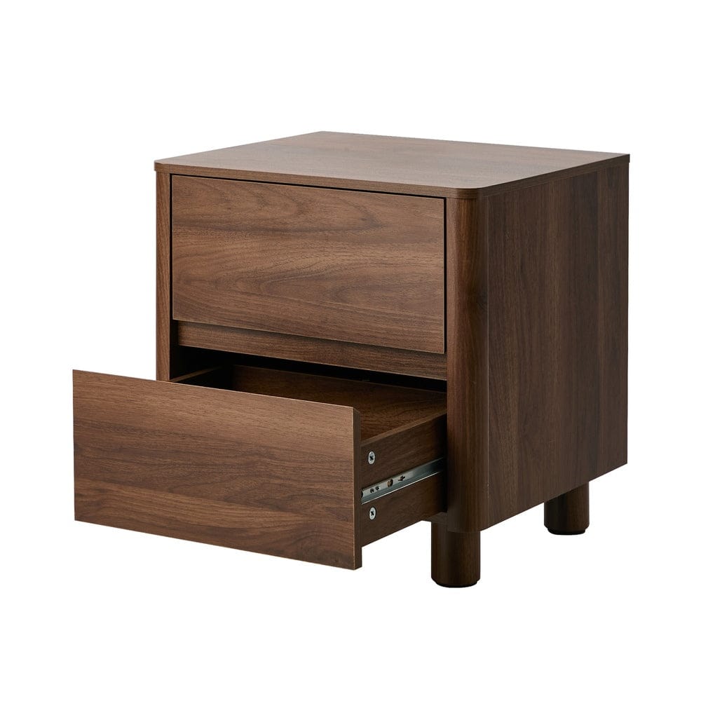 Oikiture Bedside Table Oikiture Bedside Table 2 Drawers Storage Cabinet Nightstand Walnut