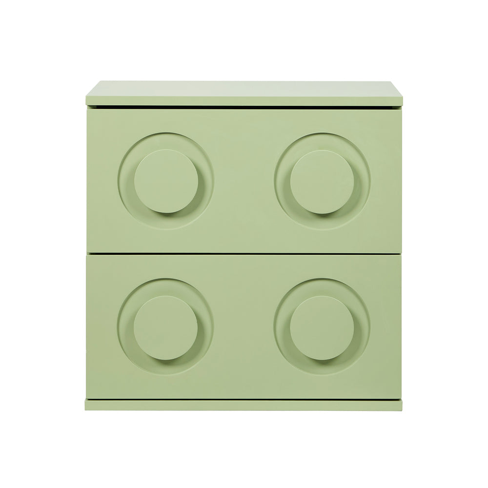 Oikiture Bedside Table 2 Drawers Nightstand Side Storage Cabinet Green Oikiture
