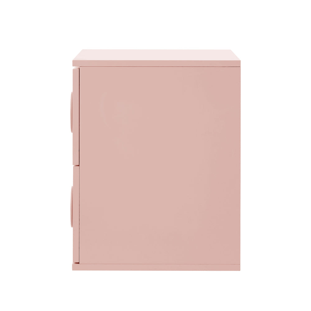 Oikiture Bedside Table 2 Drawers Nightstand Side Storage Cabinet Pink Oikiture