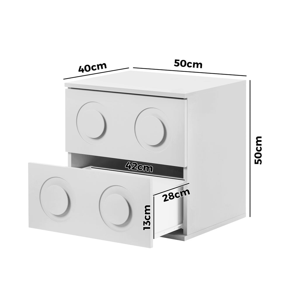 Oikiture Bedside Table 2 Drawers Gold Metal Nightstand White Oikiture