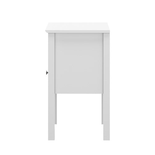 Oikiture Bedside Table 1 Drawer and Shelf White Farmhouse Nightstand