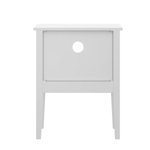 Oikiture Bedside Table 1 Drawer and Shelf White Farmhouse Nightstand