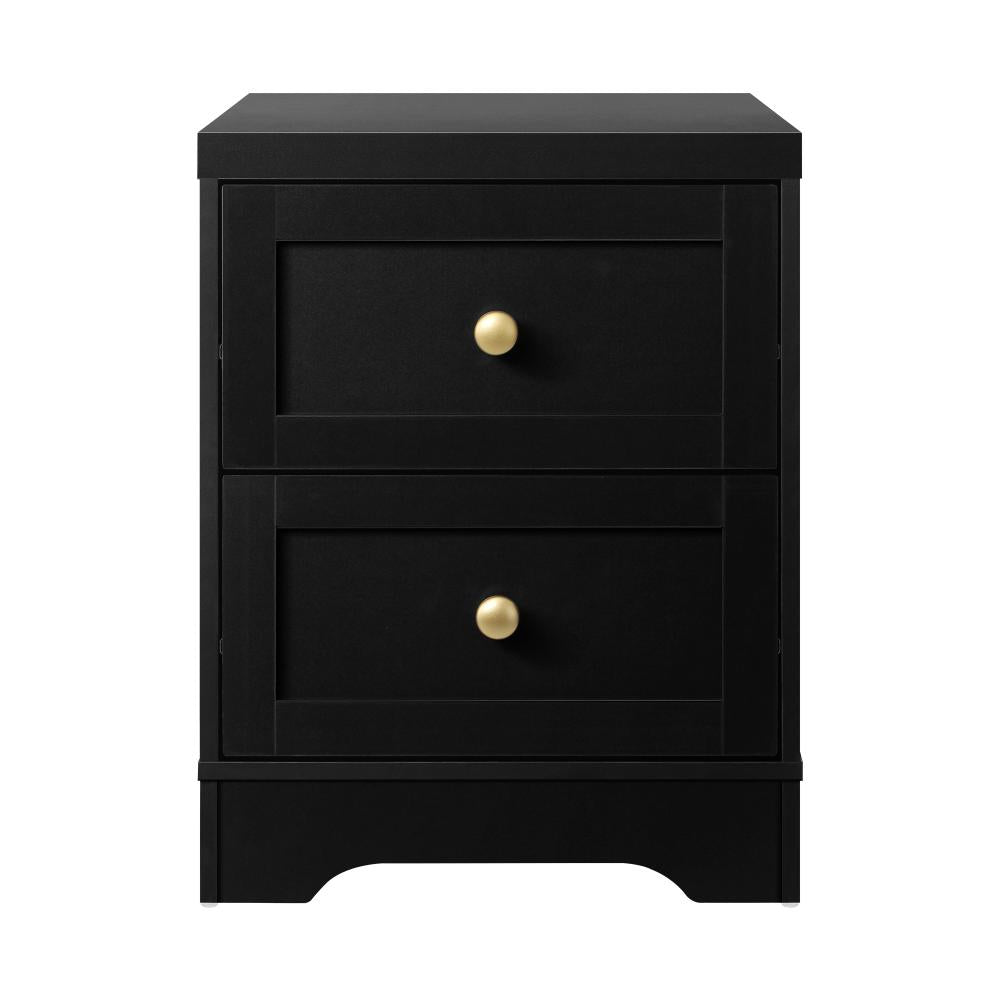 2X Bedside Tables Hamptons Furniture Black Oikiture