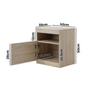 Bedside Tables Set of 2 LED Nightstand Shelf Natural Oikiture