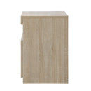 Bedside Tables Set of 2 LED Nightstand Shelf Natural Oikiture