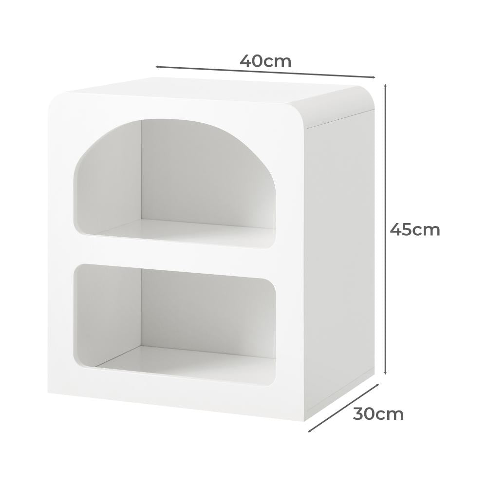 Bedside Table Display Shelf Storage Cabinet Nightstand White Oikiture