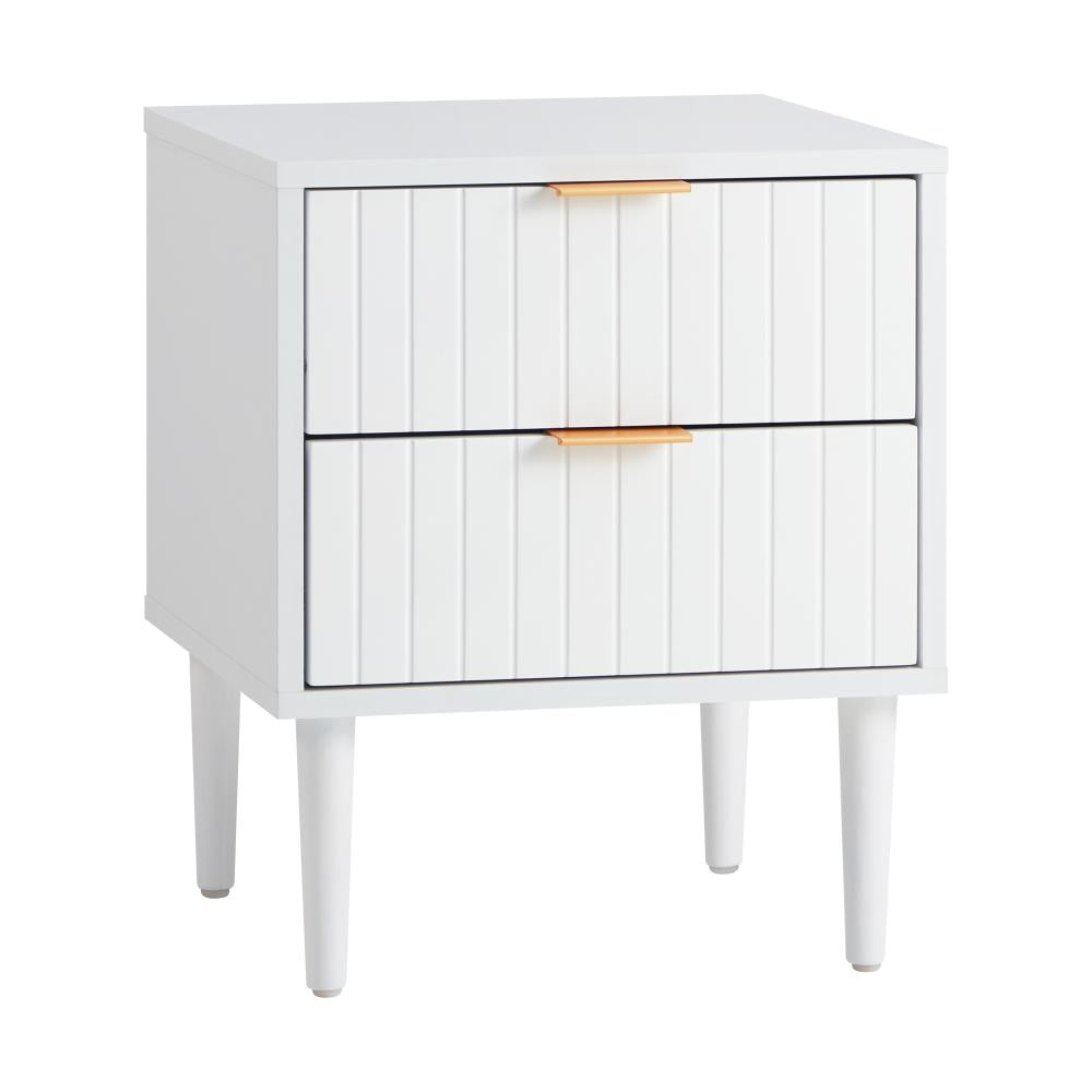 2PCS Bedside Table Storage Unit White Oikiture