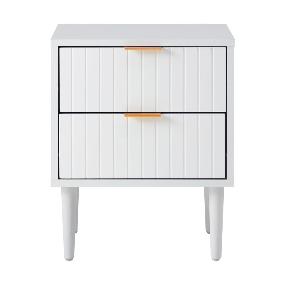 2PCS Bedside Table Storage Unit White Oikiture