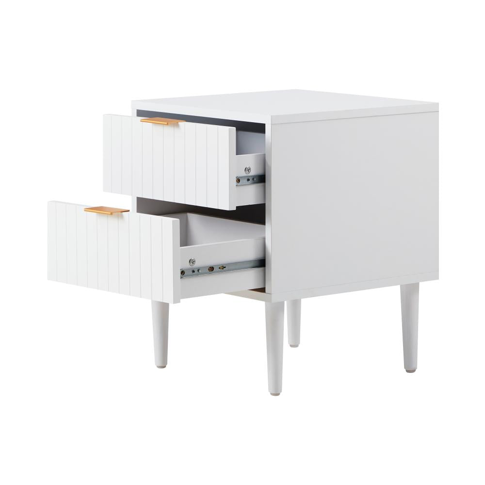 2PCS Bedside Table Storage Unit White Oikiture