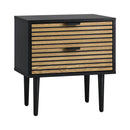 Bedside Table 2 Drawers Side Table Bedroom Furniture Storage Unit Black Oikiture