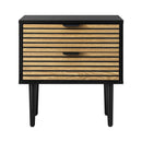 Bedside Table 2 Drawers Side Table Bedroom Furniture Storage Unit Black Oikiture