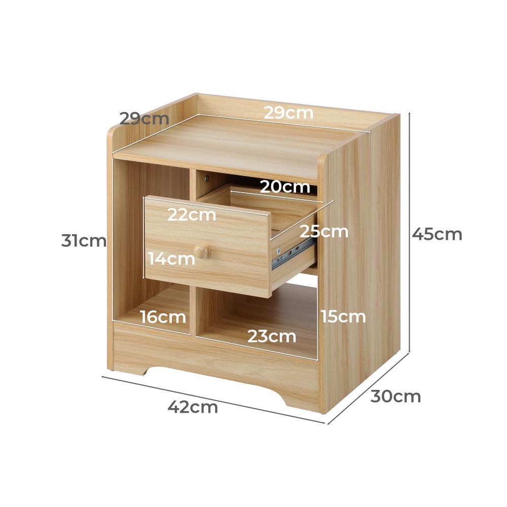 Bedside Table with Drawer and Storage Space Side Table Nightstand Home Bedroom Furniture Wooden Oikiture