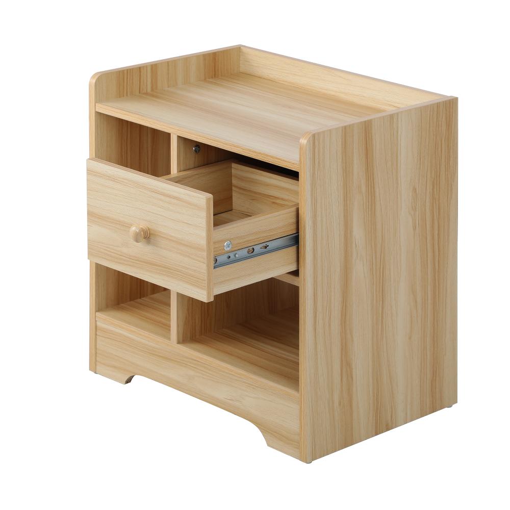 Bedside Table with Drawer and Storage Space Side Table Nightstand Home Bedroom Furniture Wooden Oikiture