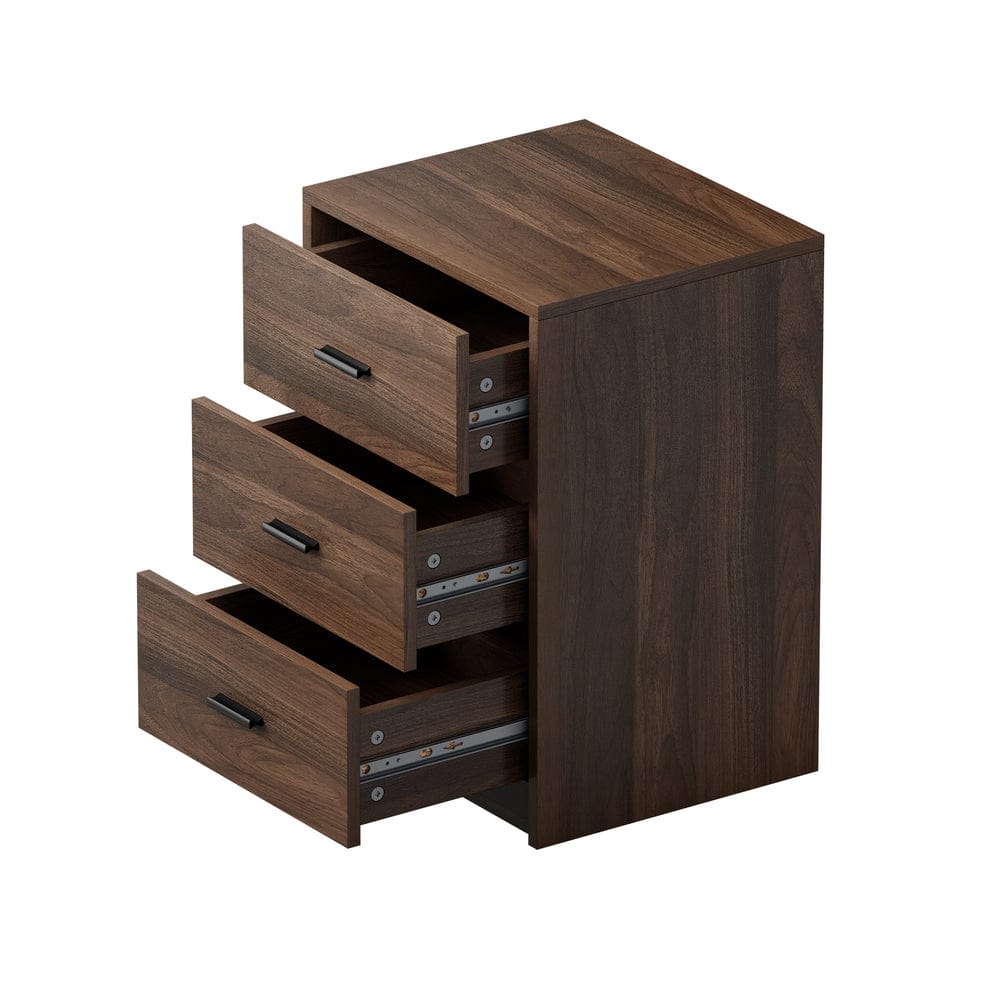 Oikiture Bedside Table Oikiture Bedside Table 3 Drawers Nightstand Bedroom Storage Walnut