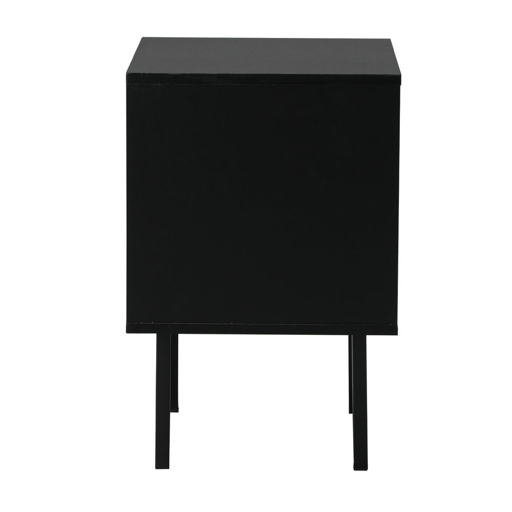 2X Bedside Tables Storage Cabinet Glass Door Black Oikiture
