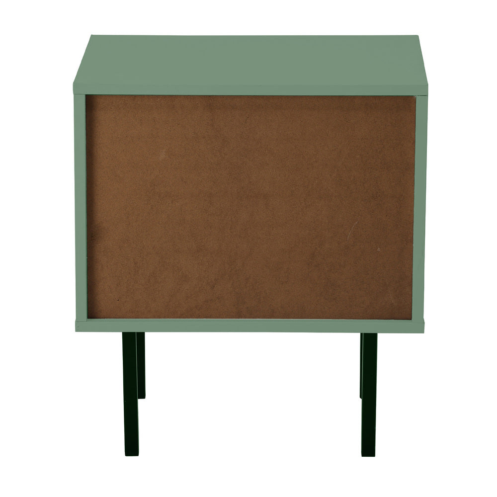 2X Bedside Tables Storage Cabinet Glass Door Green Oikiture