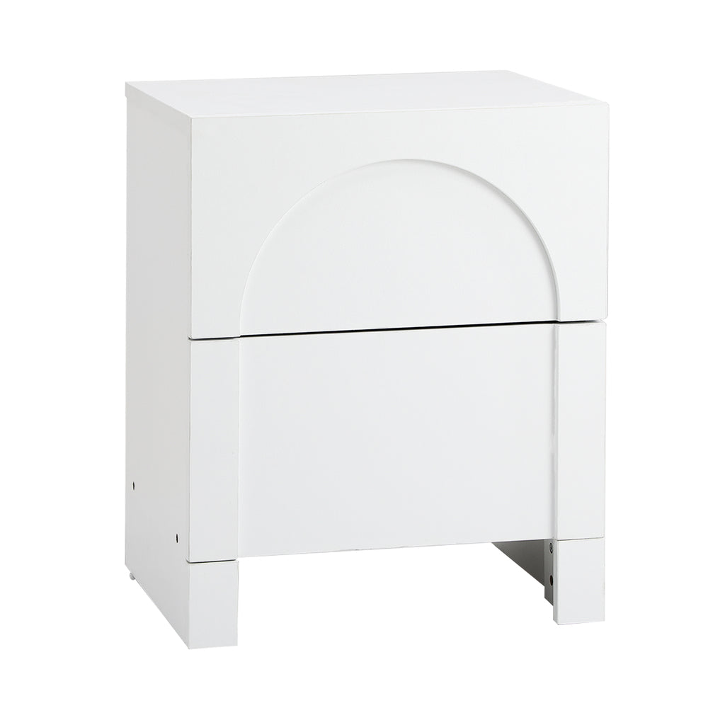 2X Bedside Table 2 Drawers Side Table White Oikiture