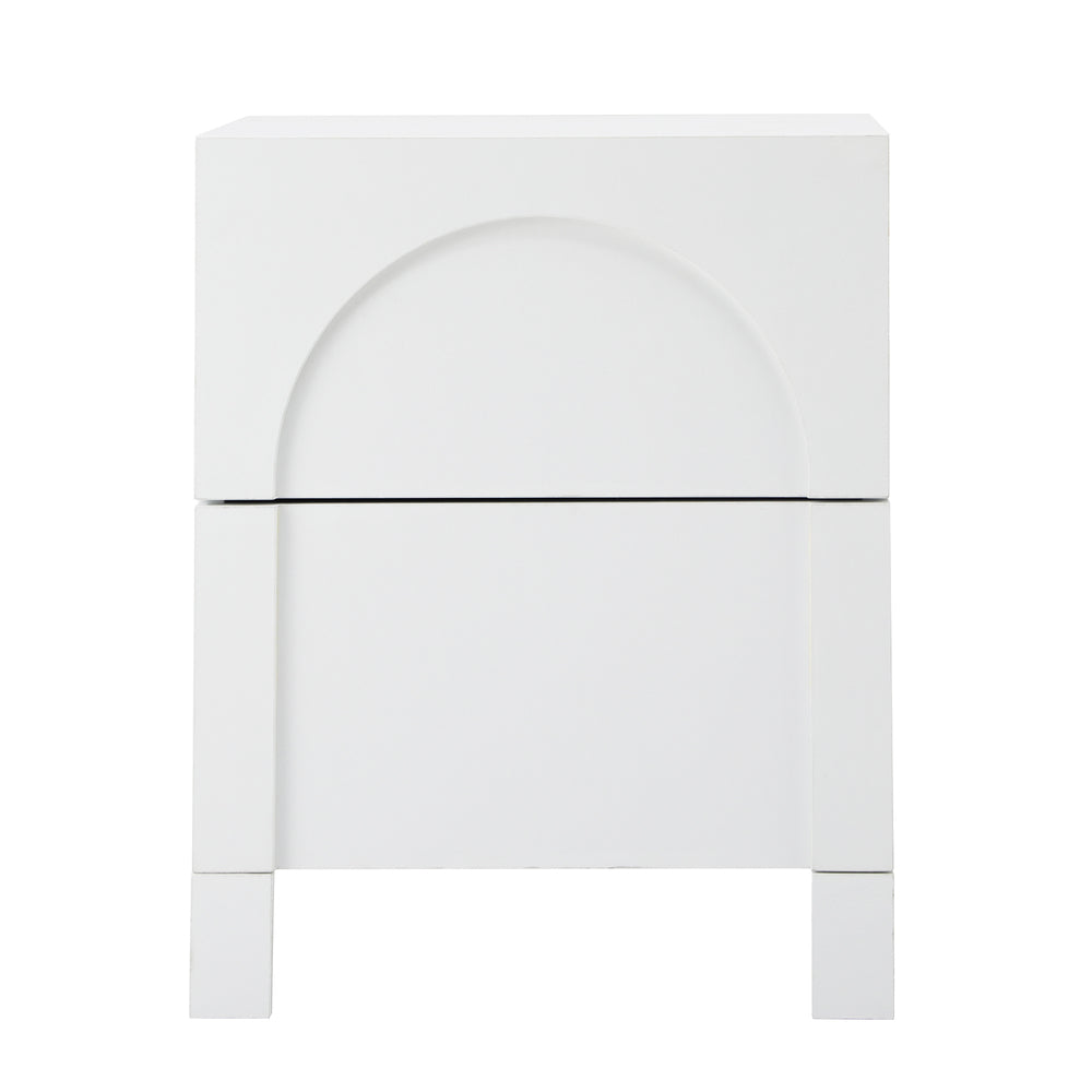 2X Bedside Table 2 Drawers Side Table White Oikiture