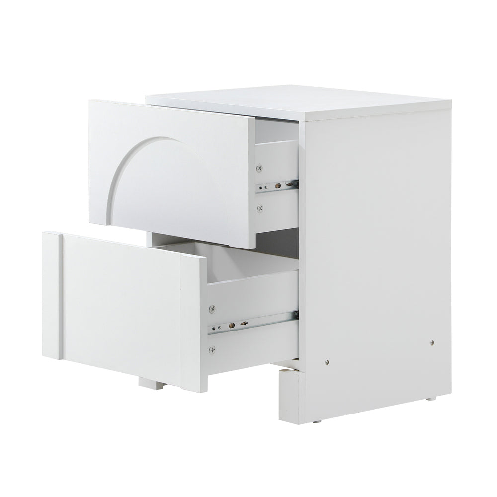 2X Bedside Table 2 Drawers Side Table White Oikiture