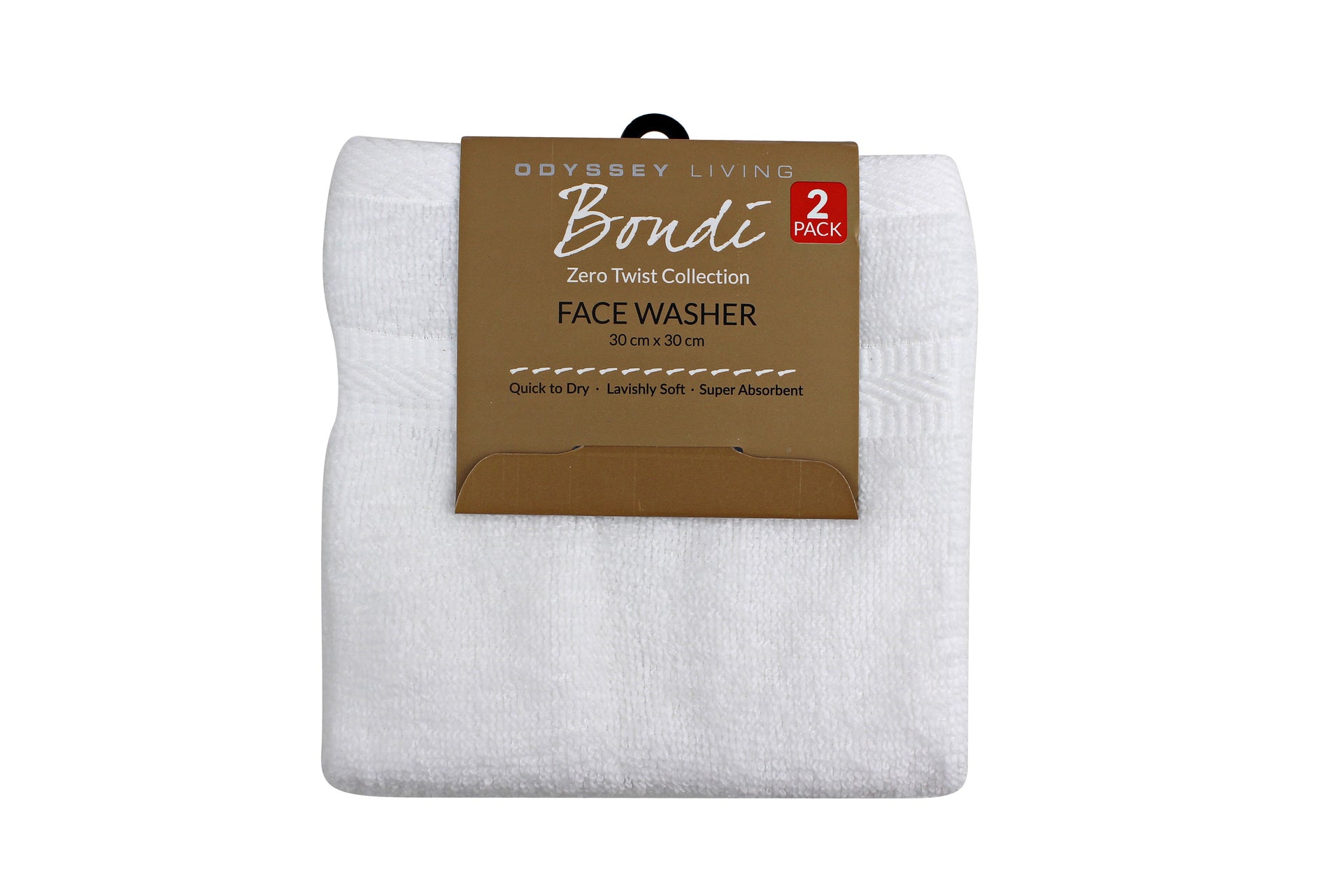 Odyssey Living | Bondi Zero Twist Towel Collection - 2 Pack Face Washer