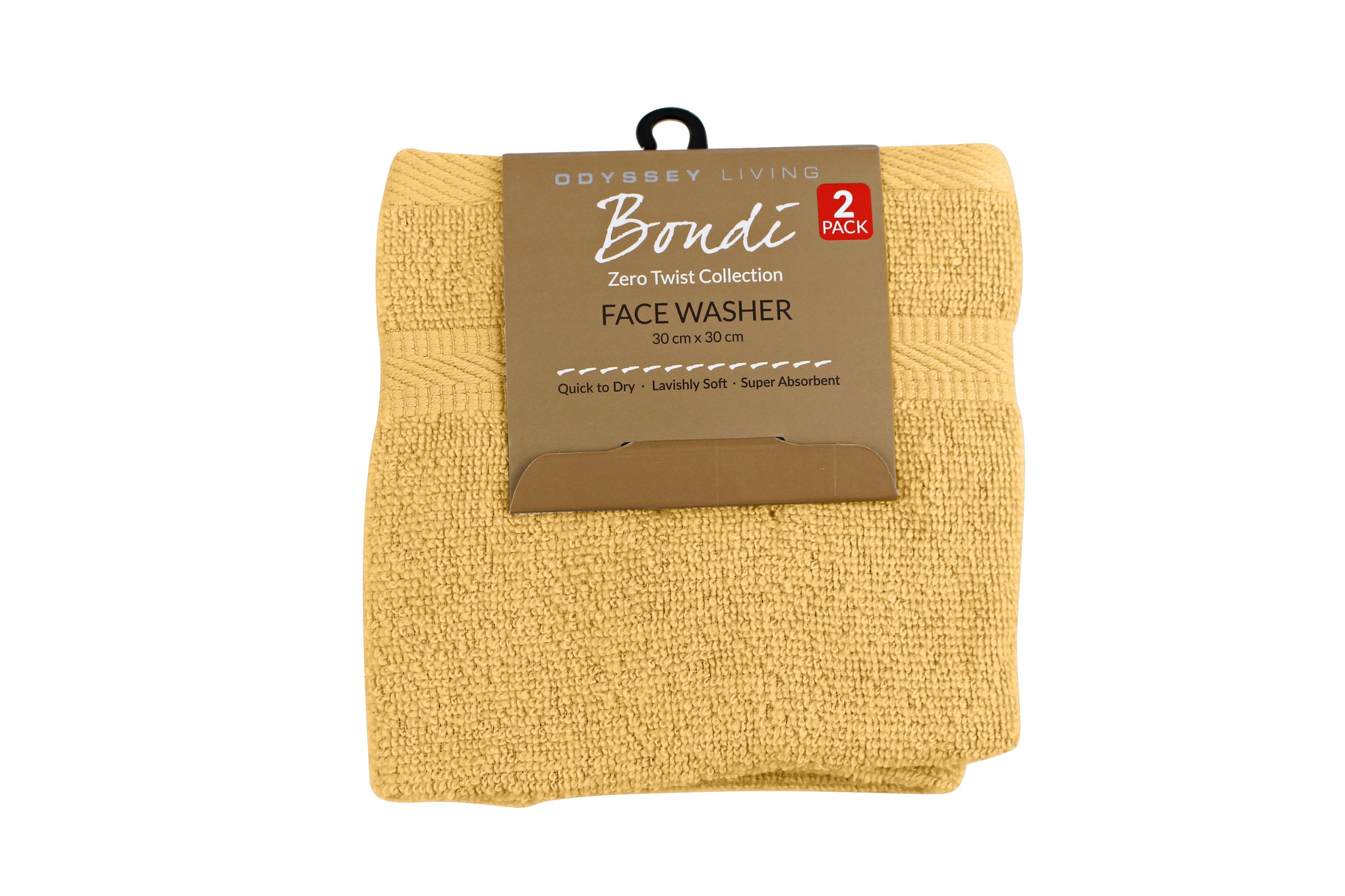 Odyssey Living | Bondi Zero Twist Towel Collection - 2 Pack Face Washer