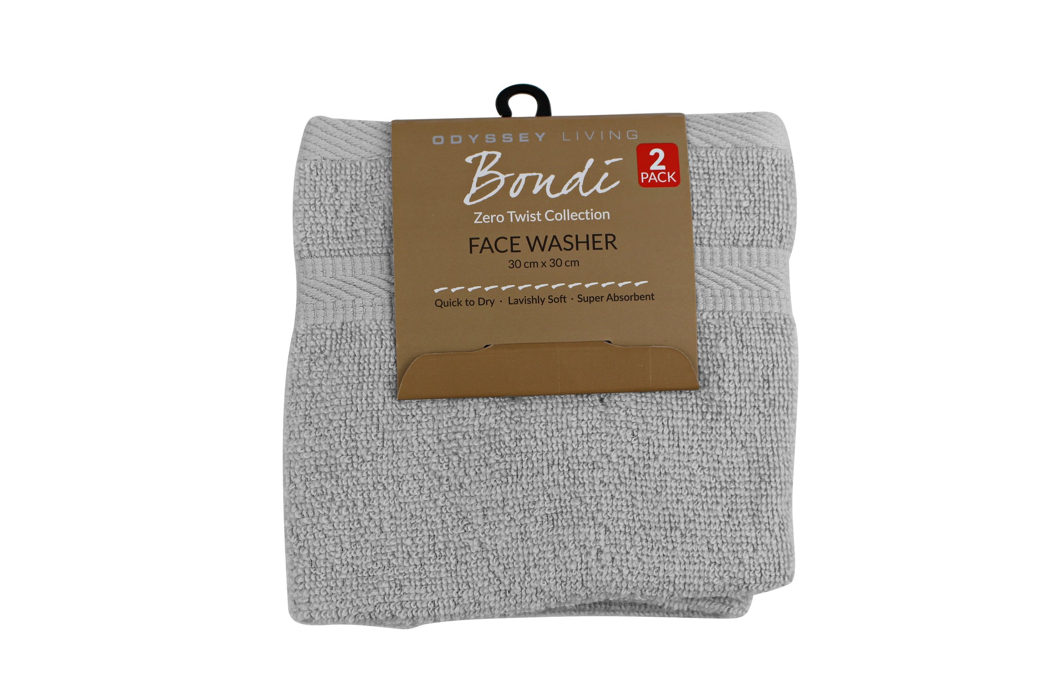 Odyssey Living | Bondi Zero Twist Towel Collection - 2 Pack Face Washer