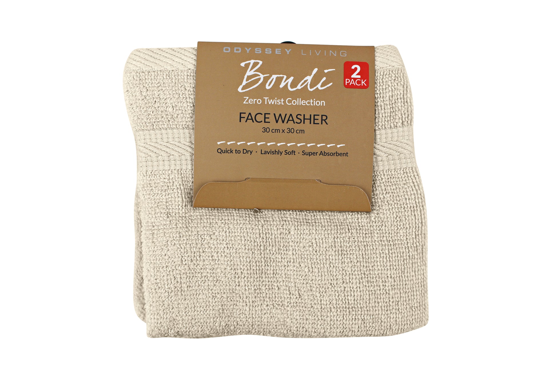 Odyssey Living | Bondi Zero Twist Towel Collection - 2 Pack Face Washer