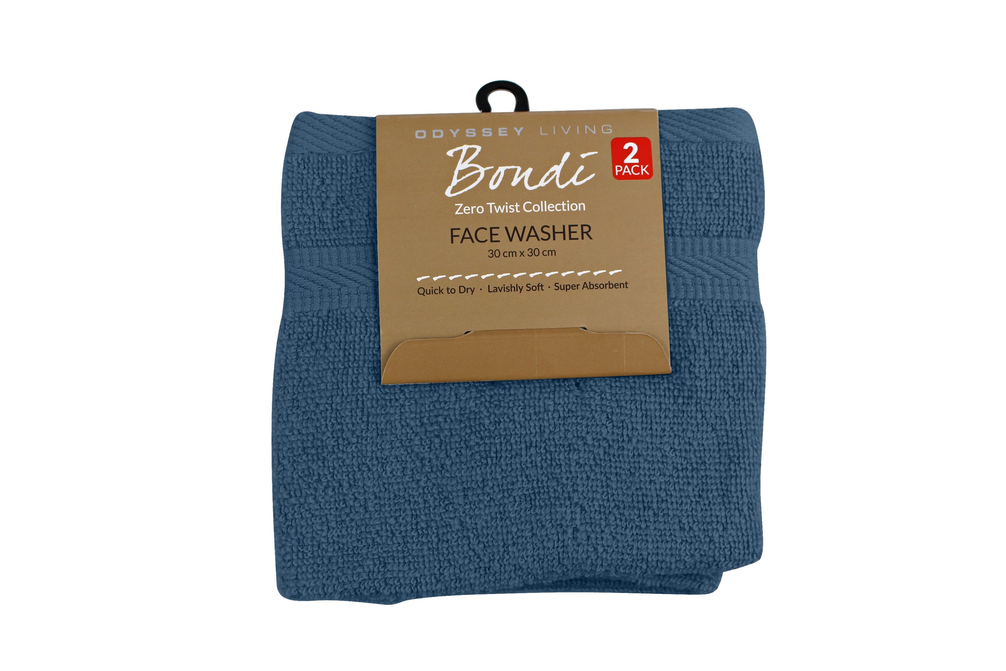 Odyssey Living | Bondi Zero Twist Towel Collection - 2 Pack Face Washer