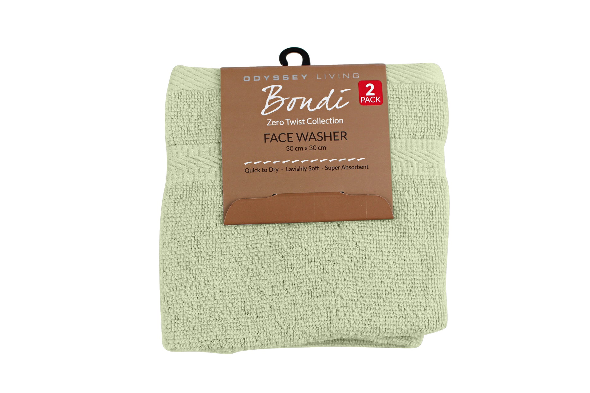 Odyssey Living | Bondi Zero Twist Towel Collection - 2 Pack Face Washer
