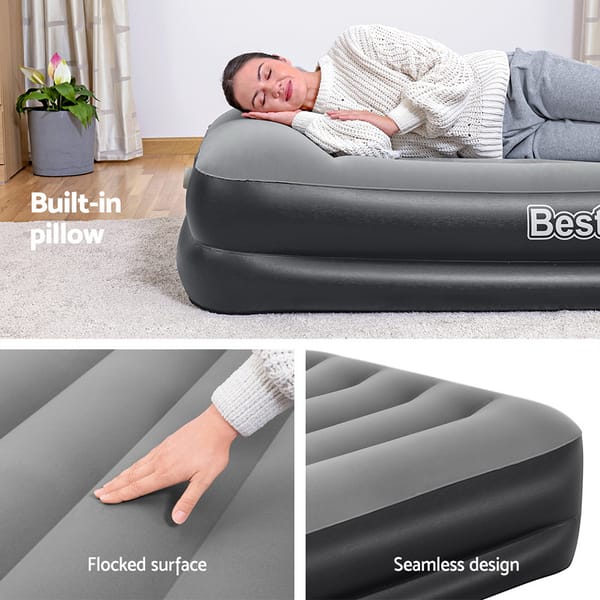 Bestway Air Mattress Single Inflatable Bed 46Cm Airbed Black