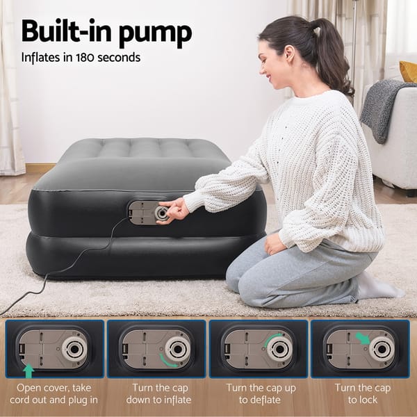 Bestway Air Mattress Single Inflatable Bed 46Cm Airbed Black