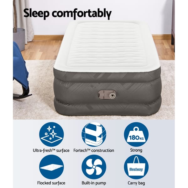 Bestway Air Mattress Single Inflatable Bed 46Cm Airbed Grey