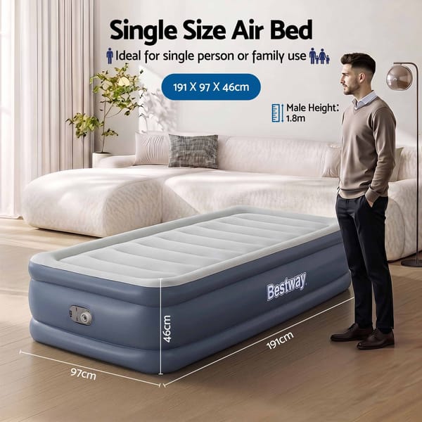 Bestway Mattress Air Bed Single Size 51Cm Inflatable Camping Beds Home Outdoor