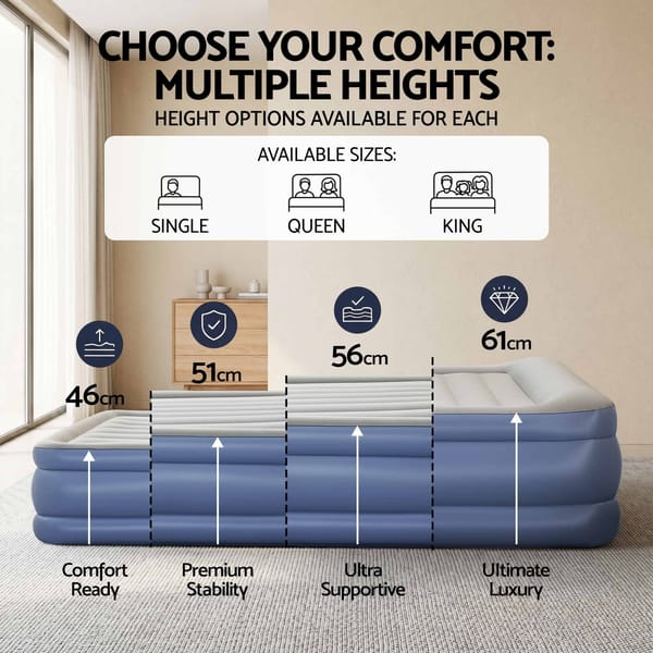 Bestway Mattress Air Bed Single Size 51Cm Inflatable Camping Beds Home Outdoor