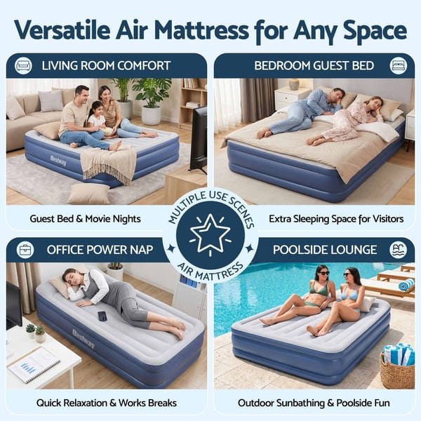 Bestway Mattress Air Bed Single Size 51Cm Inflatable Camping Beds Home Outdoor