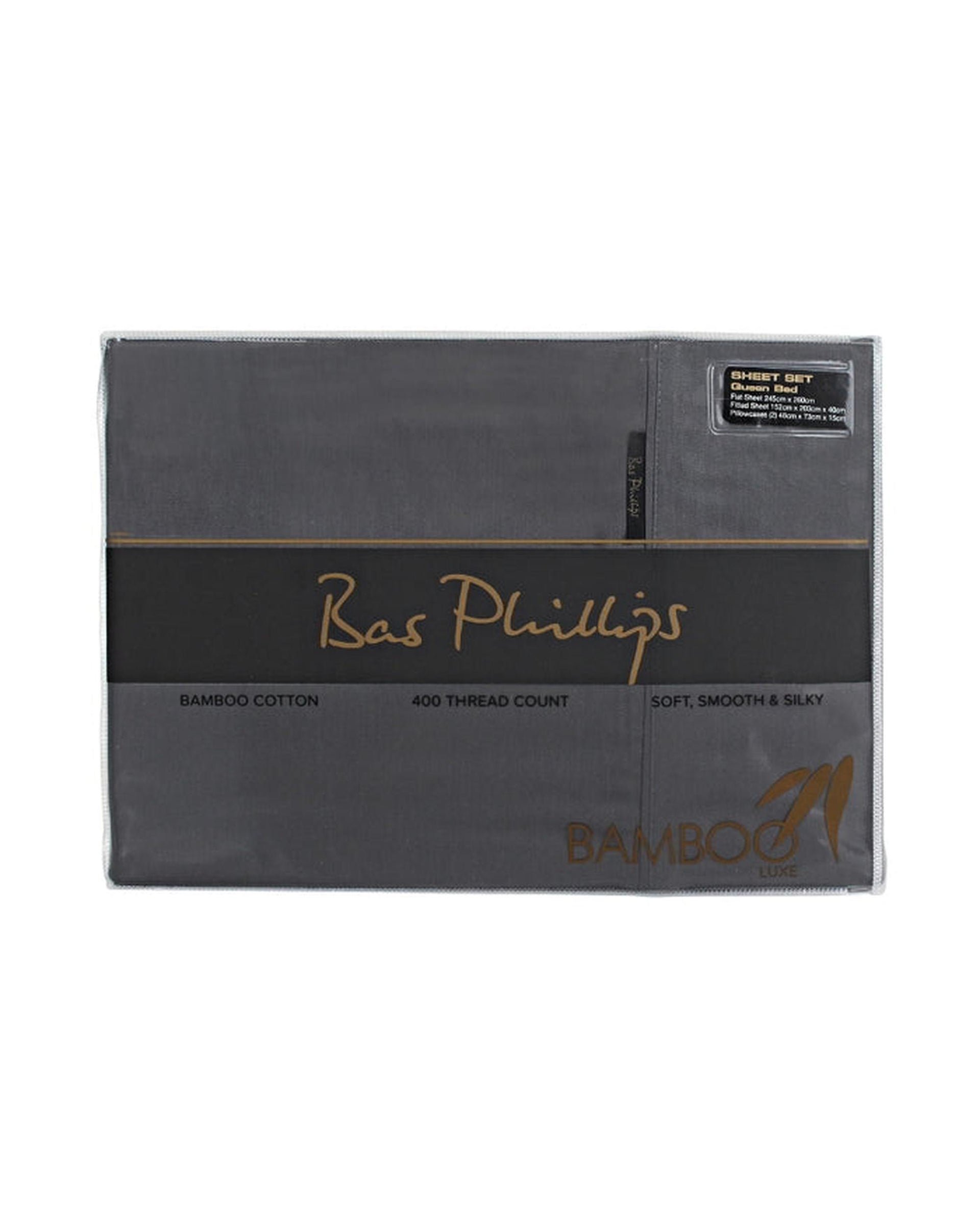 Bas Phillips Bamboo & Cotton Blend Sheet Set - CHARCOAL Bas Phillips